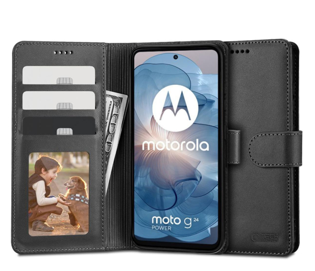Tech-Protect Wallet do Motorola Moto G04 / G24 Power / G24 4G / e14 czarn - 1242511 - zdjęcie